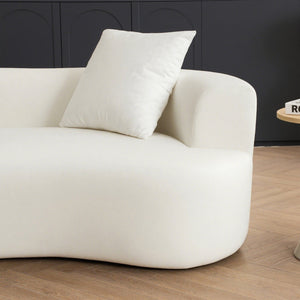 English Elm Moon oversized moon-shaped sleeper sofa with deep cloud-like sponge support and durable linen feel White W2012P337858