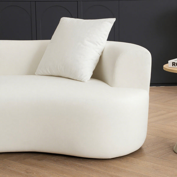 English Elm Moon oversized moon-shaped sleeper sofa with deep cloud-like sponge support and durable linen feel White W2012P337858