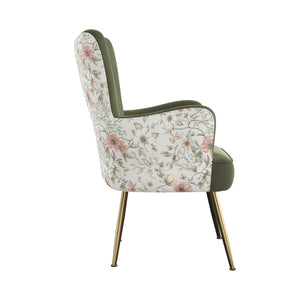 English Elm Wallace & Bay - Green Accent Chair with Print Fabric, Easy-Care Soft Upholstery, Striking Exterior Pattern, 29x29x28 офис B361P384483