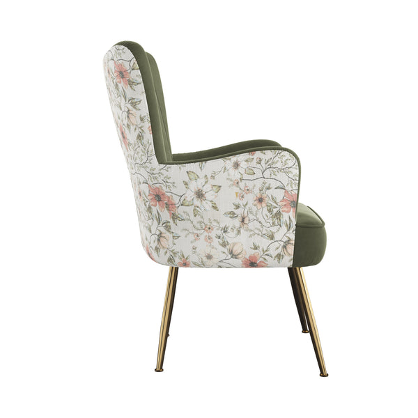 English Elm Wallace & Bay - Green Accent Chair with Print Fabric, Easy-Care Soft Upholstery, Striking Exterior Pattern, 29x29x28 офис B361P384483