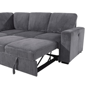 English Elm Melody Grey Sectional Sofa With Pullout Sleeper - Modern Comfort & Versatile Design For Any Space B201S00304