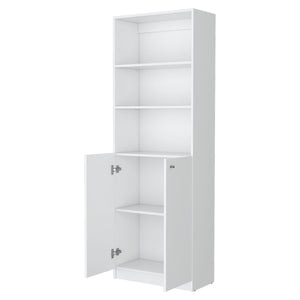 English Elm Sutton White 2-Door Bookcase with Multi-Level Open Shelves, Engineered Wood Storage, Space-Saving Design B128P176167