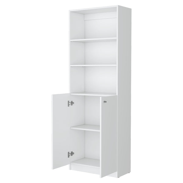 English Elm Sutton White 2-Door Bookcase with Multi-Level Open Shelves, Engineered Wood Storage, Space-Saving Design B128P176167