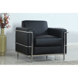 English Elm Executive Faux Leather Club Chair with Polished Chrome Frame for Modern Living Spaces B011P439044