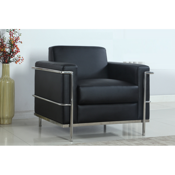 English Elm Executive Faux Leather Club Chair with Polished Chrome Frame for Modern Living Spaces B011P439044