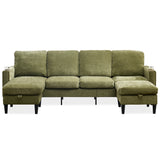 English Elm Chenille Sectional Sofa, U Shaped Sofa Couch With High Density Memory Foam, 4 Seat Comfy Modular Sofa Couch For Living Room, Modern U Shaped Sectional Sofa,U Shaped-Green