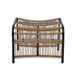 English Elm Christopher Knight Home® - 3 Piece Wicker Patio Set with Cloud-Like Cushions, Acacia Top Table, Rust-Resistant Steel Frame Beige,Black+Natural N780P209442N