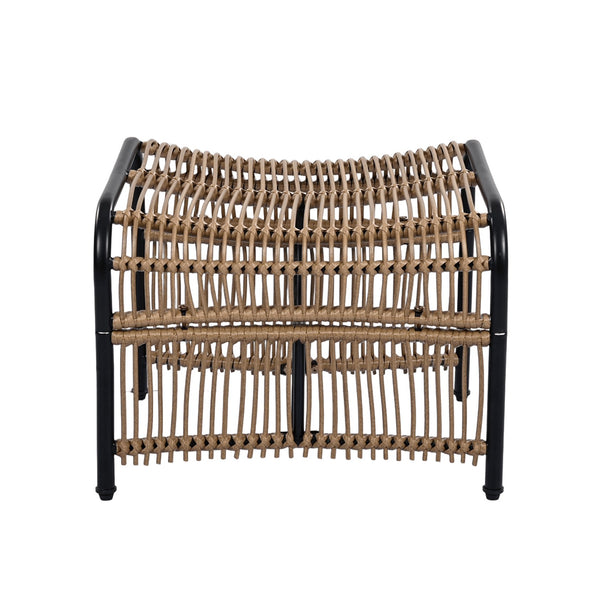 English Elm Christopher Knight Home® - 3 Piece Wicker Patio Set with Cloud-Like Cushions, Acacia Top Table, Rust-Resistant Steel Frame Beige,Black+Natural N780P209442N