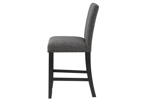 English Elm MARIAN Dark Gray Bar Stool Set of 2 — Transitional Fabric Upholstery, Nailhead Trim, Solid Wood Base, Easy Care Finish B201P256315