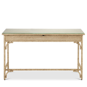 Olisa Rope Desk: Elegant Braided Abaca Design for Stylish Home or Office, 30.5" Height, Glass Top