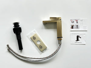 English Elm Single Handle Bathroom Faucet - Brushed Gold Stainless Steel Lavatory Fixture For Modern Spaces T3177P388144-GIGA