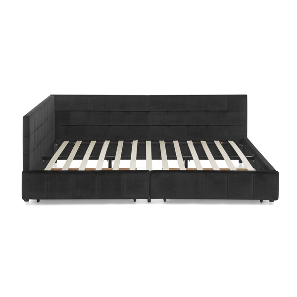 English Elm Queen Size Velvet Upholstered Tufted Bed Frame With Storage, Armrests, And Backrest For Comfort W487S00281-GIGA