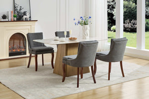 English Elm Modern Dining Chairs Set of 2 with Double-Layer Cushioned Spring+Sponge Comfort, Curved Solid Wood Legs, Mid Back Elegance for Living & Dining Room Gray W1143P207920