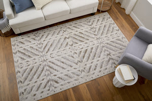 Feizy Rugs Vancouver Collection Stylish And Durable Geometric Rug For Modern Living With Soft, Easy-care Texture Ivory,Tan,Brown Polypropylene,Polyester Vnr39nqfbgebrnf05