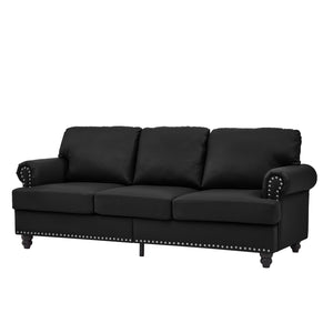 English Elm 83" Modern Classic Three-Seater Sofa with Storage, Upholstered Polyester, Solid Wood Frame, 900lb Capacity Black W1097S00177