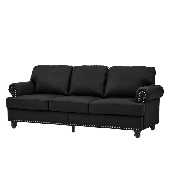 English Elm 83" Modern Classic Three-Seater Sofa with Storage, Upholstered Polyester, Solid Wood Frame, 900lb Capacity Black W1097S00177