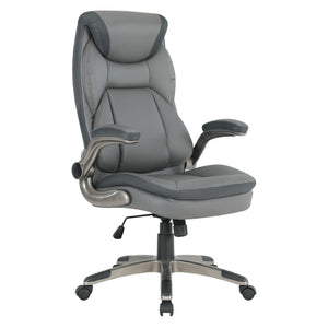 OSP Home Furnishings Exec Bonded Leather Office Chair with Lumbar Support Padded Arms and Ergonomic Tilt ECH17057-EC42