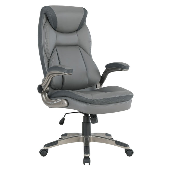 OSP Home Furnishings Exec Bonded Leather Office Chair with Lumbar Support Padded Arms and Ergonomic Tilt ECH17057-EC42