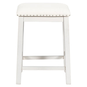 English Elm TOPMAX Counter Height Rustic Farmhouse 5-Piece Dining Set for 4 with Stacked Storage Shelves, Beige Upholstery White SP001134AAK