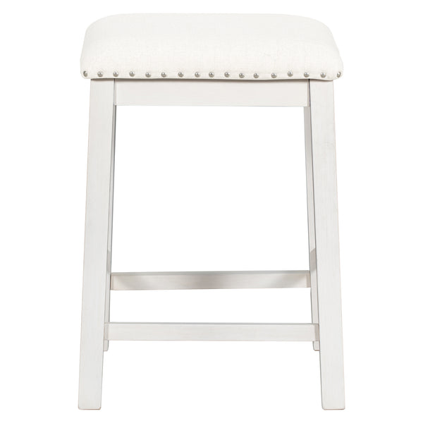 English Elm TOPMAX Counter Height Rustic Farmhouse 5-Piece Dining Set for 4 with Stacked Storage Shelves, Beige Upholstery White SP001134AAK