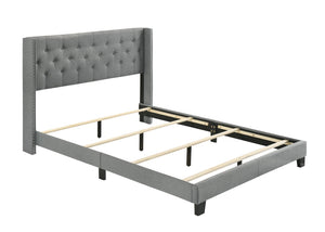 English Elm 1pc Queen Size Platform Storage Bed with Plank Headboard and Built-In Lighting, Modern Farmhouse Design Gray 78 L x 31.5 W x 7 H B2741P347926