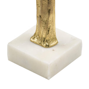 English Elm 5.5X5.5X32" Elegant Gold Roman Statue On White Marble Base - Timeless Decor For Modern Spaces W2078P172357
