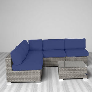 English Elm Fully Assembled 6-Piece Modular Wicker Patio Furniture Set With Cushions For Relaxing Outdoors B120S00094