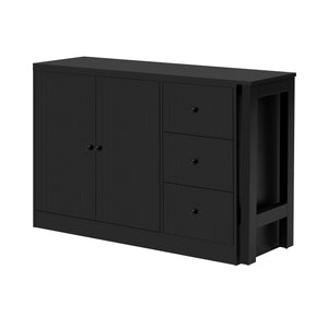 English Elm U_style Extendable Wooden Sideboard with 3 Drawers and 2 Doors for Entryway Living Room N711P334768B