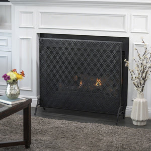 Christopher Knight Home® - Noble House - Ellias Single Panel Black Iron Fire Screen