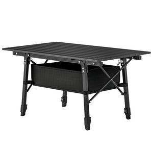 English Elm Portable Aluminum Folding Camp Table with Adjustable Legs and Oxford Cloth Storage Basket T3971P399077