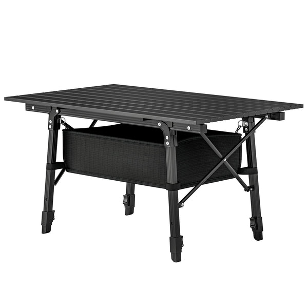 English Elm Portable Aluminum Folding Camp Table with Adjustable Legs and Oxford Cloth Storage Basket T3971P399077