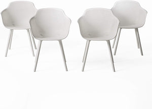 English Elm Christopher Knight Home® - LOTUS Outdoor Dining Chairs Set of 4 – Weather-Resistant Polypropylene with Diamond Pattern Comfort and Durability White 26.75 L x 26.5 W x 24 H N776P243064W