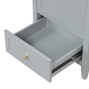 English Elm 20" Compact Bathroom Vanity Grey Mdf Cabinet Ceramic Sink Soft Close Storage N725P351851E