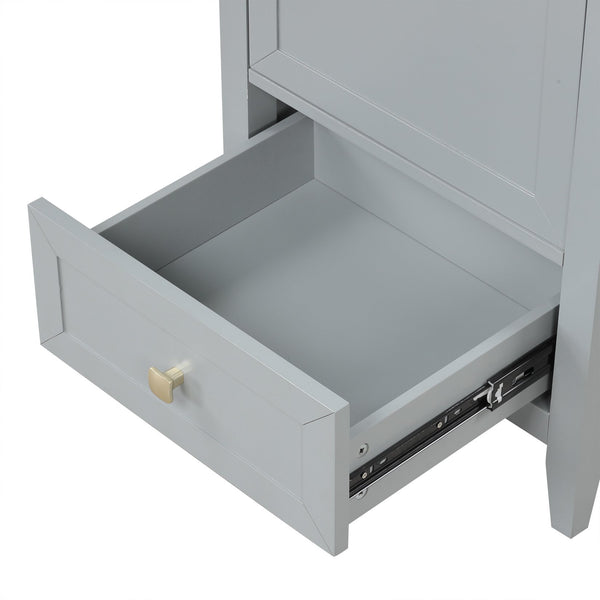English Elm 20" Compact Bathroom Vanity Grey Mdf Cabinet Ceramic Sink Soft Close Storage N725P351851E