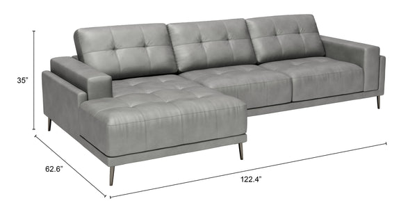 Bliss LAF Chaise Sectional Gray 110373 Zuo Modern