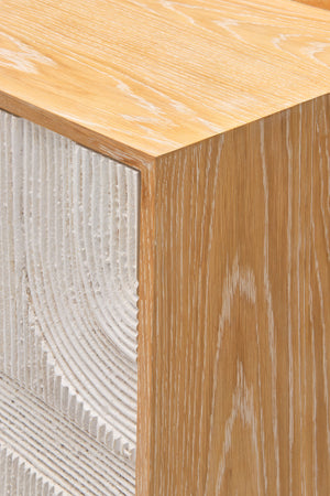 Surya Freeda Cabinet - Elegant 32"H X 36"W X 16"D Oak Storage Solution With Exotic Indian Design Charm Top, White,Base, White Oak,Oak Fed001-323616