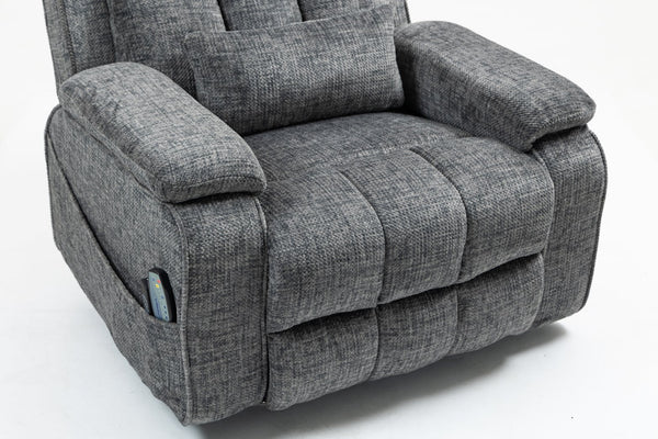 English Elm Oversized Power Lift Recliner Chair with Massage Heating and Usb Charging for Living Room Grey W547S00071