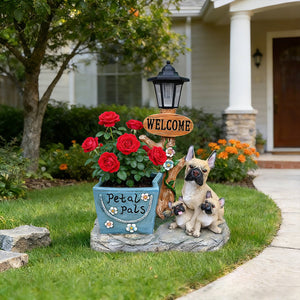 English Elm Labrador Solar Garden Statue with Led Glow and Built-in Succulent Planter Basin W5398P464246