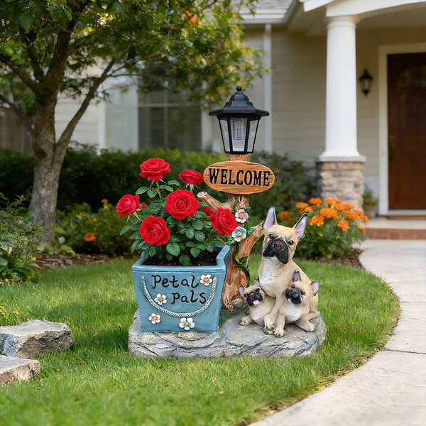 English Elm Labrador Solar Garden Statue with Led Glow and Built-in Succulent Planter Basin W5398P464246