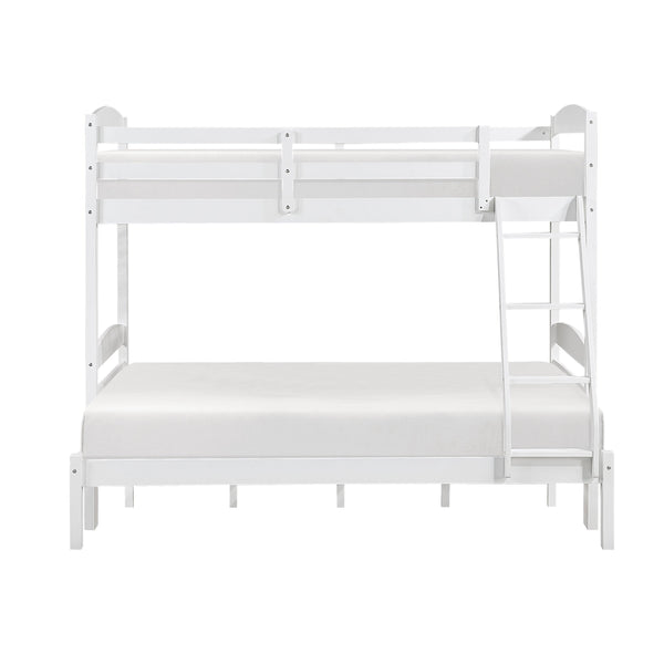 English Elm Twin Twin-over-Twin Bunk Bed with Guard Rails and Ladder, Wood-Engineered Frame, Space-Saving Dorm Style White 81.5 L x 20.5 W x 10 H B011P362600