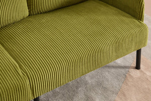 English Elm United We Win Corduroy Loveseat Plush Ergonomic Sofa with Spring Support Metal Legs Olive Green W1568P410049