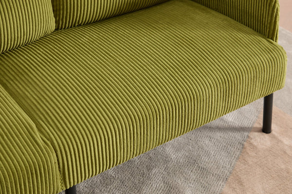 English Elm United We Win Corduroy Loveseat Plush Ergonomic Sofa with Spring Support Metal Legs Olive Green W1568P410049