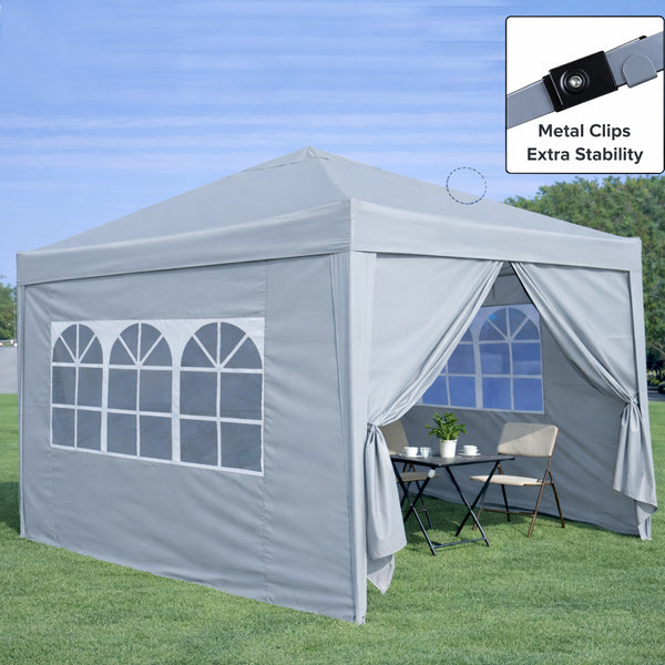 English Elm Outdoor 10x10 Pop up Canopy Gazebo with Sidewalls Mesh Windows Steel Frame Uv Roof Grey W419P445700