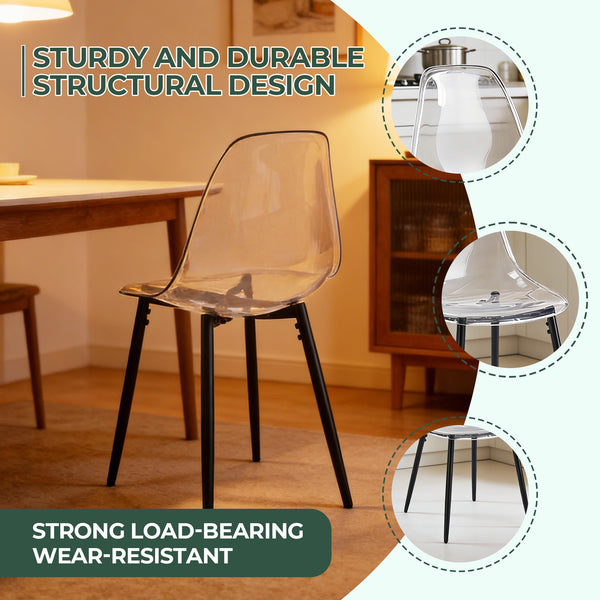 English Elm Pet Shell Dining Chairs Set of Four Clear Acrylic Modern Transparent Seating Black W3766P410239