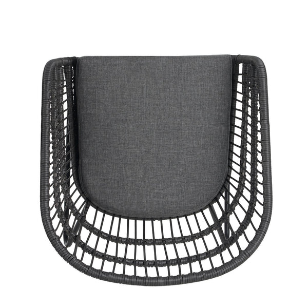 English Elm Christopher Knight Home® - TERRY Rattan Patio Chair Set (2) with Cushions, Gray Iron Frame, 300 lb Capacity, Quick Assembly N762P240844E
