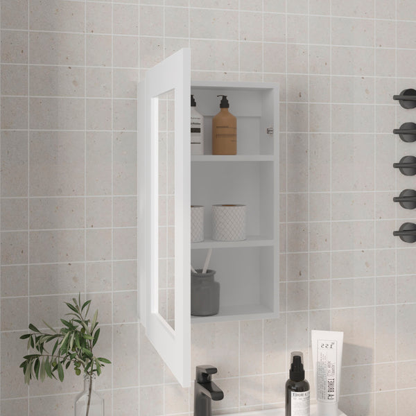 English Elm Medicine Compact Wall Cabinet with Mirror Door, Engineered Wood Storage, Durable, Space-Saving Design White 31.1 L x 19.29 W x 3.54 H B097P250882
