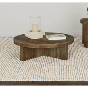 English Elm Alexander Round Solid Mango Wood Coffee Table - Elegant Low-Profile Design For Modern Living Rooms B062P299799