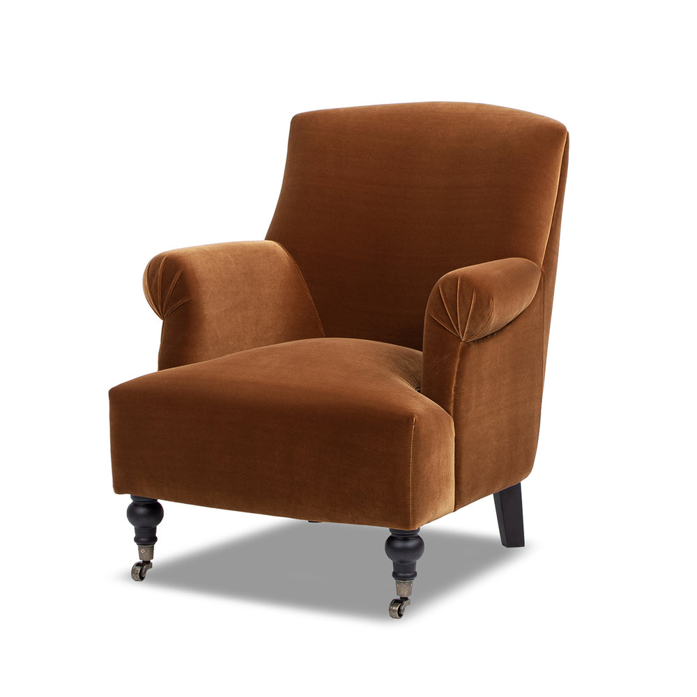 English Elm Jennifer Taylor Home - Eloise Handcrafted 30" Pleated Sock-Arm Accent Chair with Camelback Silhouette and Solid Wood Legs Burnt Orange B2719P385741