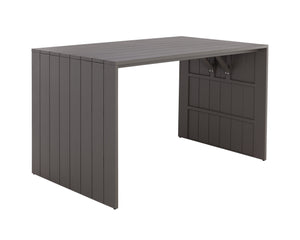 Sunpan Verin Modern Bar Table - Stylish Powder Coated Aluminum for Outdoor Spaces with Waterfall Edge Design Warm Grey