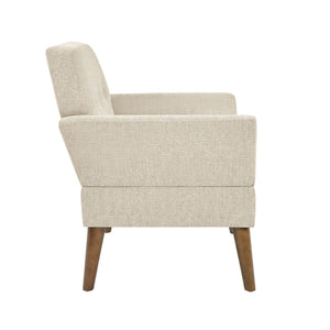 English Elm Modern Hand-tufted Lounge Chair Solid Wood Legs Mid-century Accent Seat for Living Room B035P482916